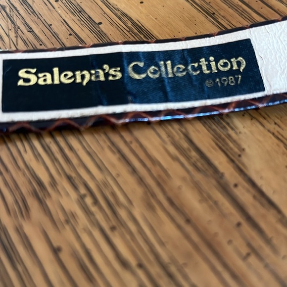 Salena’sCollection 🍁brownSnake leather&natural Hessonite garnet stones buckle🔥 - Picture 2 of 5